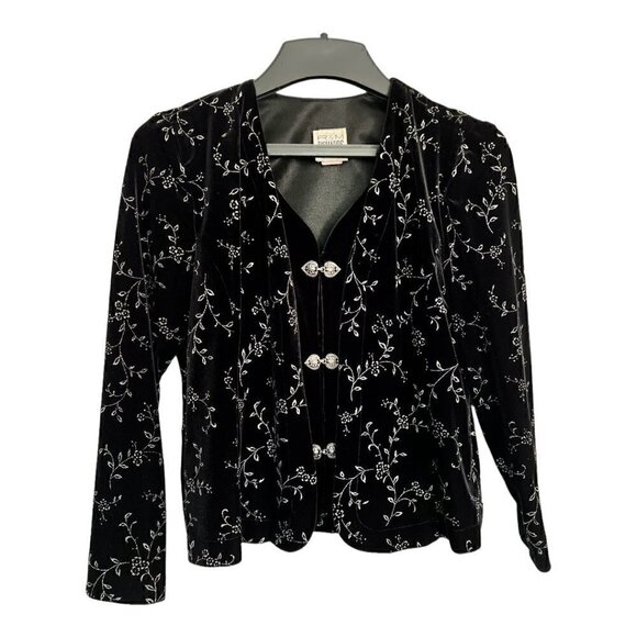Vintage R&M Richards Dark Academia Black Silver Whimsigoth Velvet Top Blazer 6P - Picture 1 of 11